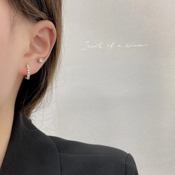 DAIIIBABYYY  -  Simple Rhinestone Round Hoop Ear Buckle Earrings Women Korean Fashion INS Girls Elegant Wedding Daily Earring Jewelry